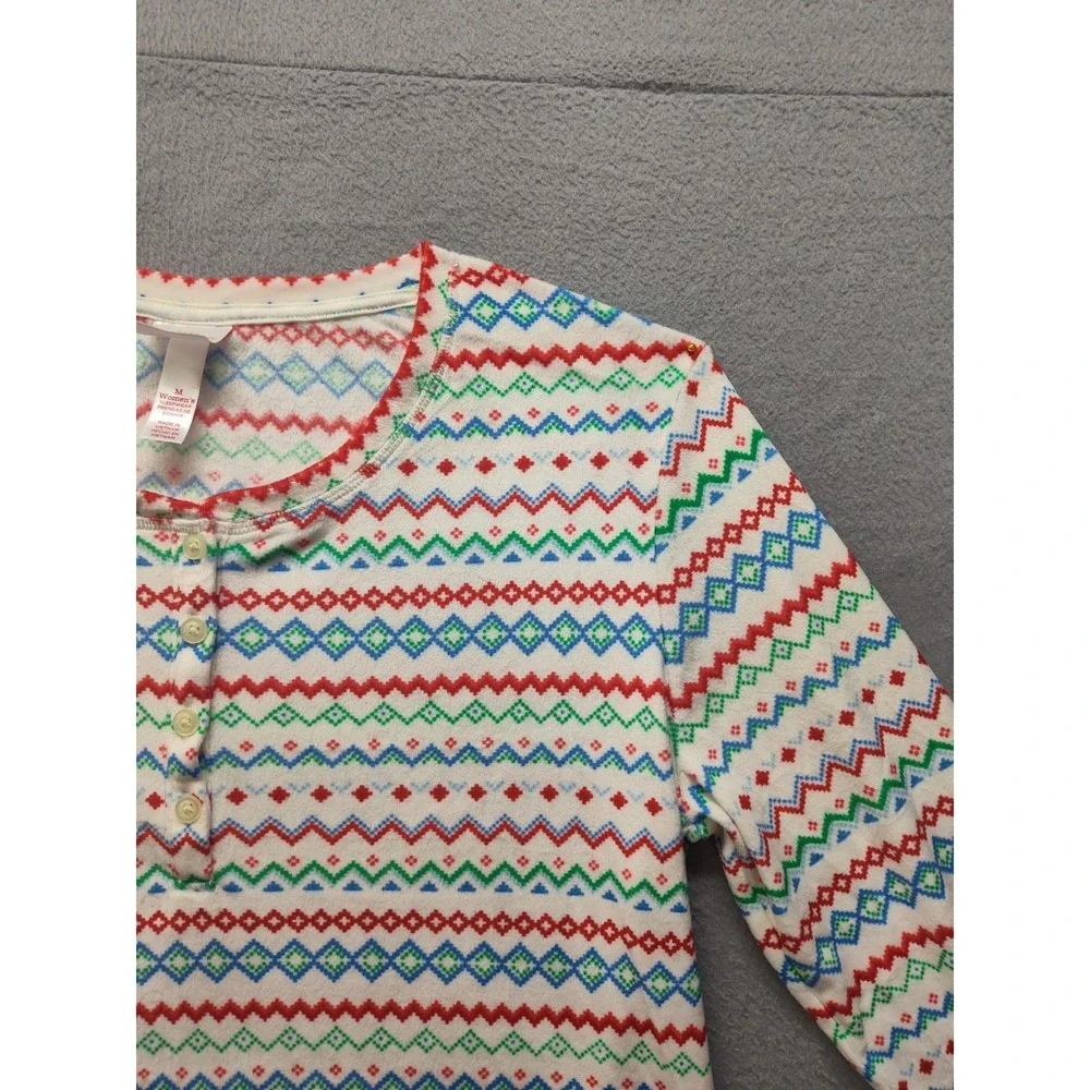 Wondershop Target Womens M Pajama Top Henley Fair Isle Holiday Sleep Shirt New